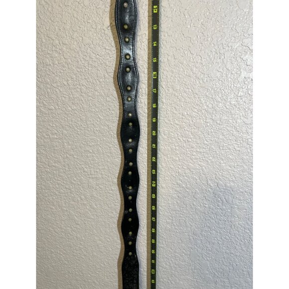 Vtg Western Tooled Leather Belt Silver & Gold Star Conchos Black Sz 38 Unisex - Picture 4 of 14